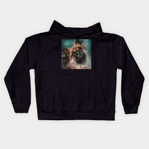 Painting of an Adorable Pekingese Dog Kids Hoodie by ibadishi